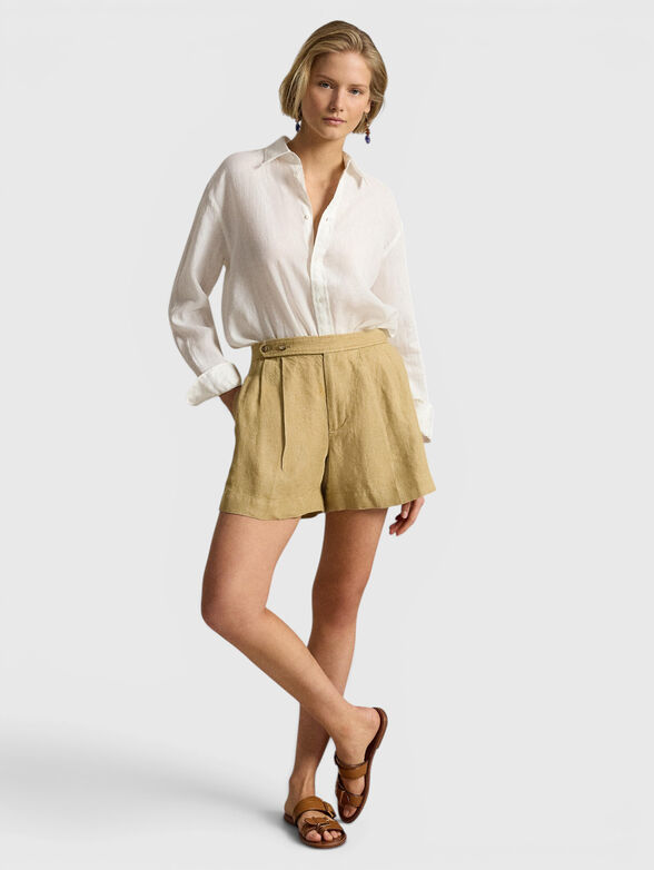 Beige linen shorts - 4