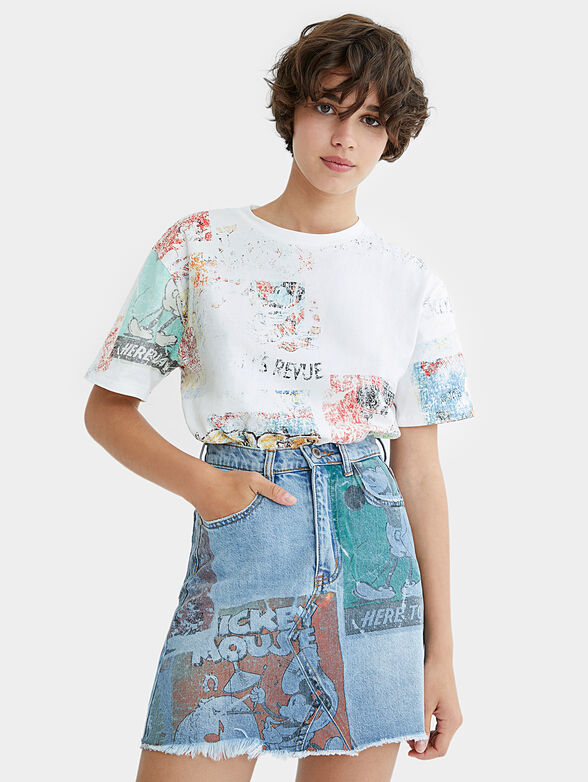 Denim skirt with print - 1
