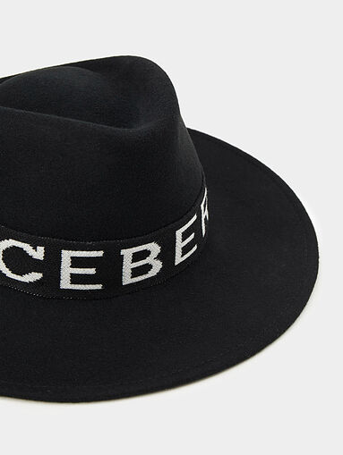 Wool black Fedora hat with brim - 4