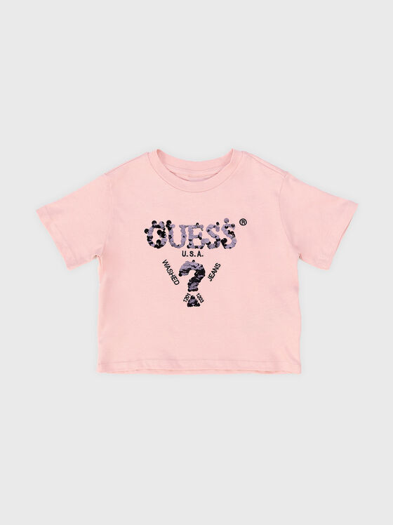 Black T-shirt with sequin logo  - 1