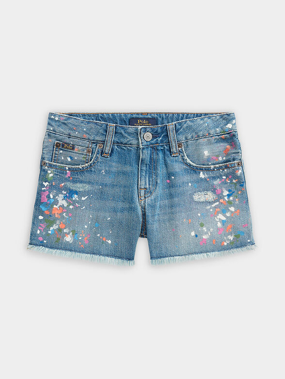 Denim shorts with art patterns - 1
