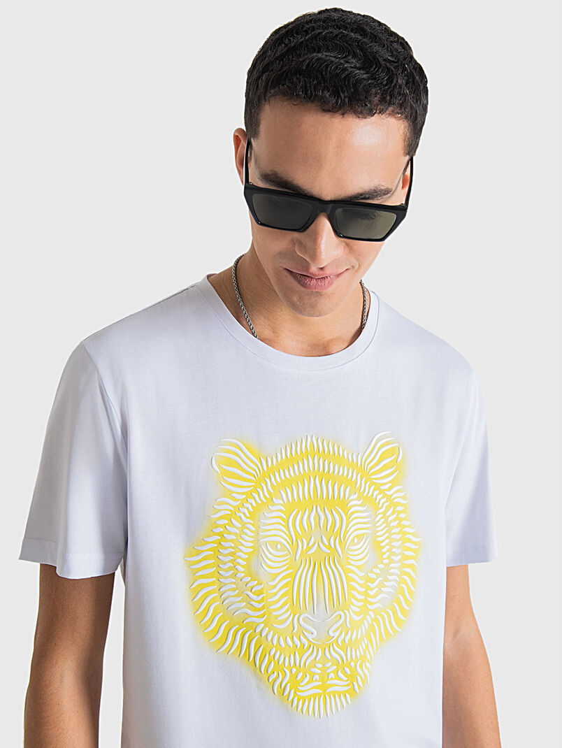 Black cotton T-shirt with contrasting print - 3