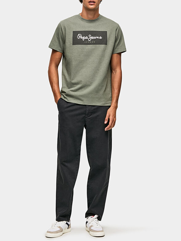 AARON green T-shirt with logo inscription - 2