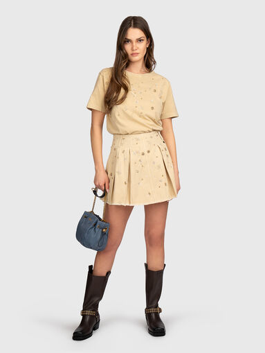 Mini pleated skirt with crystal appliques - 5