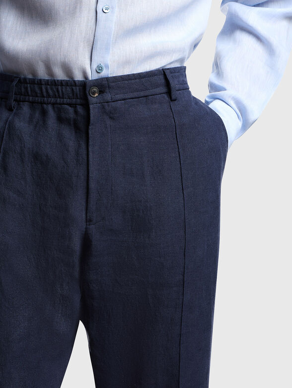 Straight-leg linen trousers - 3