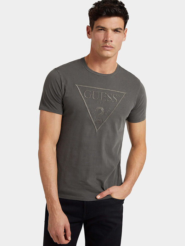 T-shirt with embroidered triangular logo - 1