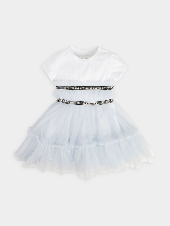 Dress with tulle accents in blue color - 1