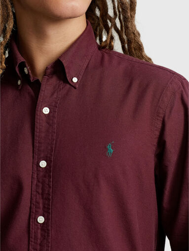 Cotton shirt in bordeaux  - 4