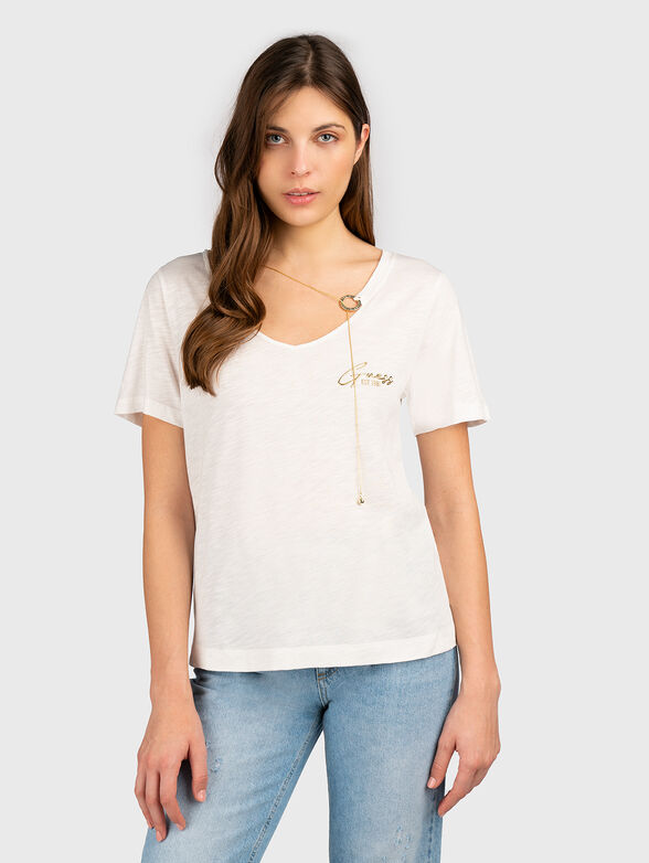 Black T-shirt with accent chain - 1