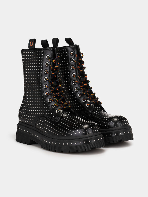 Studded ankle boots with laces  - 2