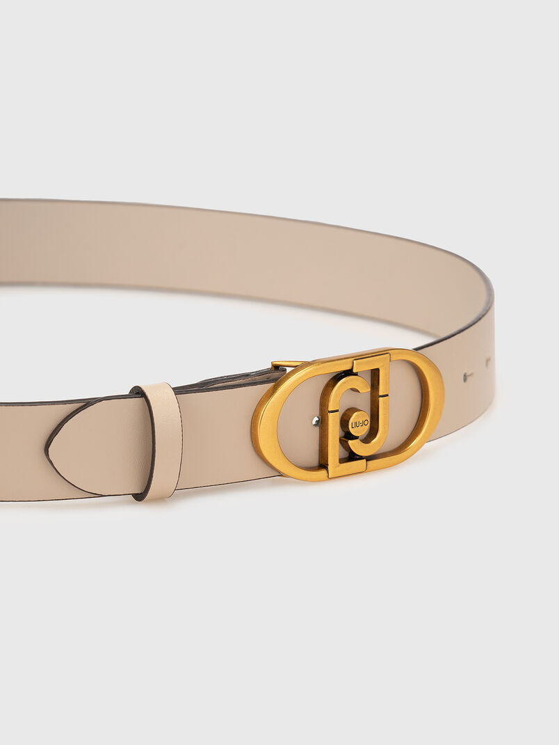 Leather belt with logo buckle - 3
