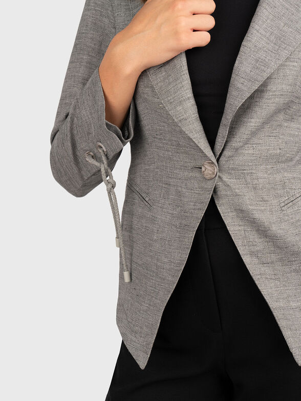 Linen blazer with accent sleeves - 3