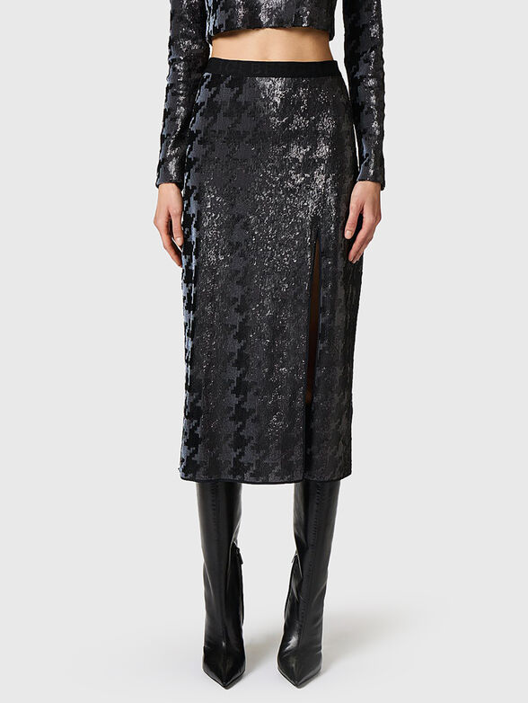 Midi skirt with appliqu&eacute;d sequins - 1