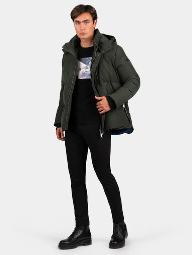 Black padded jacket with hood - 5