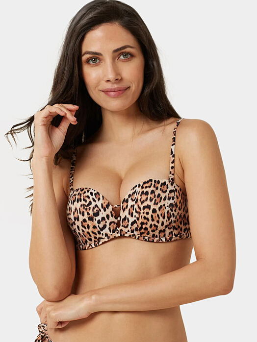 ESSENTIALS bikini top with leopard print