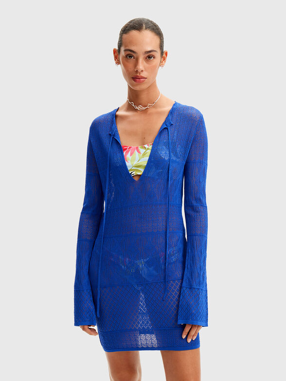 Openwork black mini dress - 1