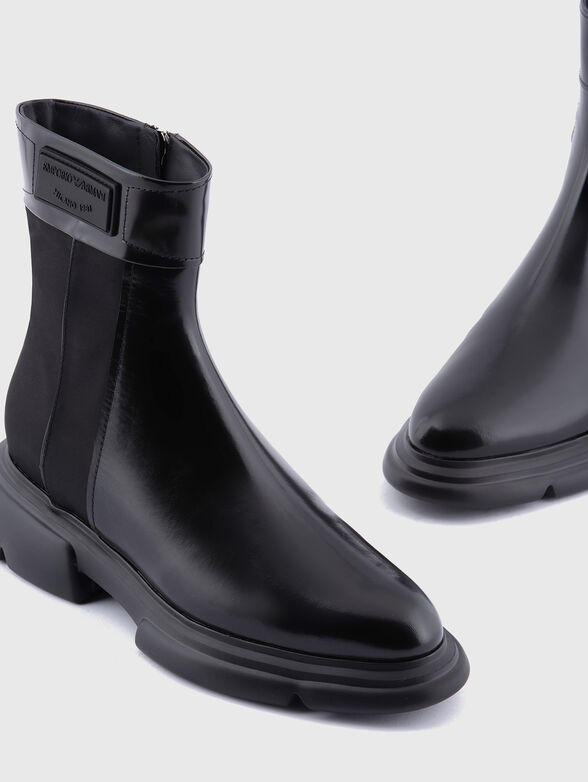 Black leather ankle boots - 4