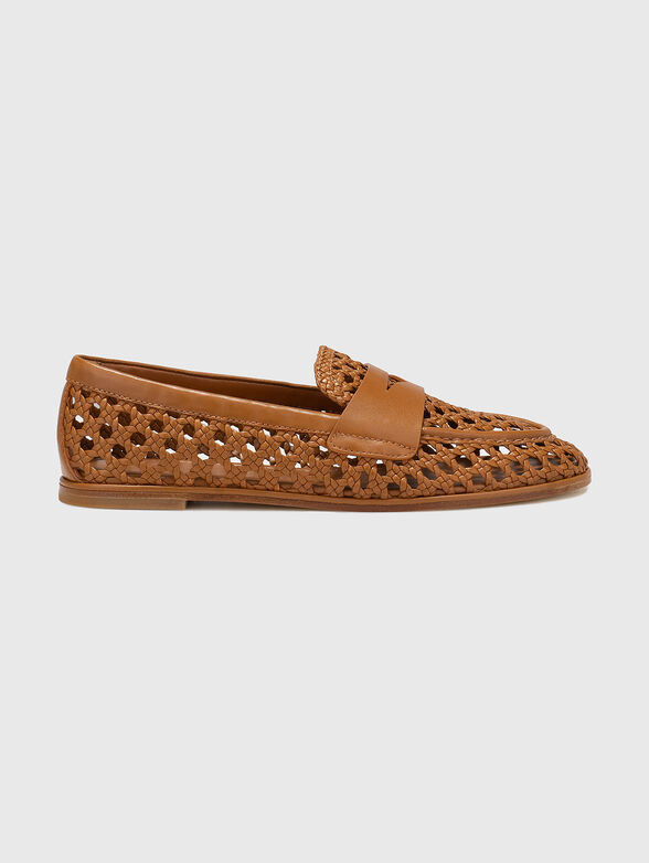 Leather loafers with a woven texture  - 1