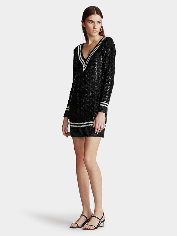 Black sequin sweater dress - 6