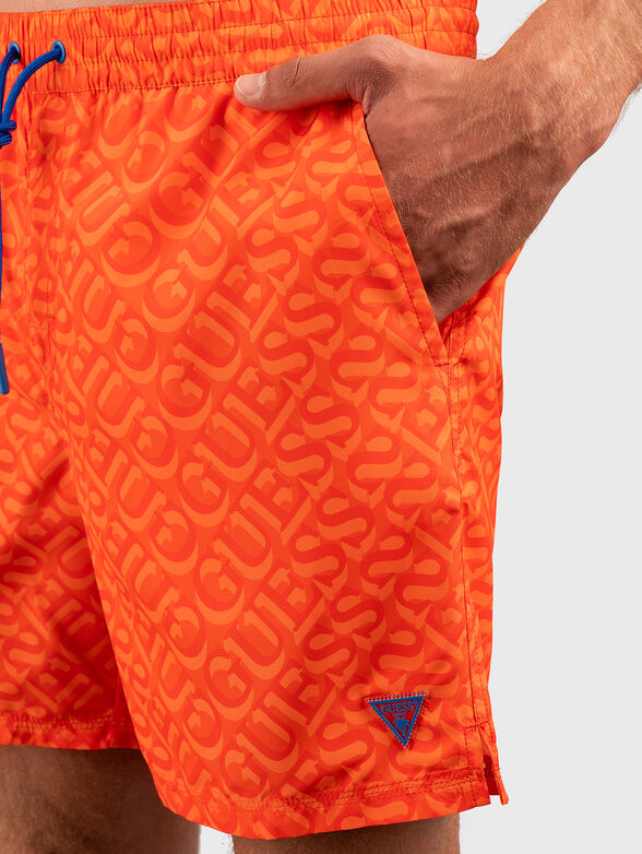 Beach shorts with logo print in grey - 3