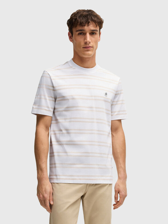 White T-shirt with oval neckline - 1