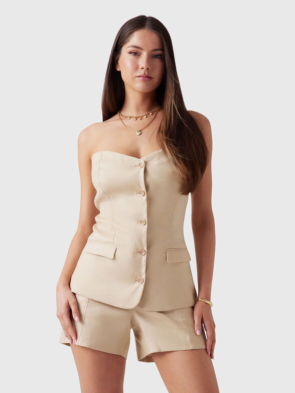 Linen top with buttons - 0