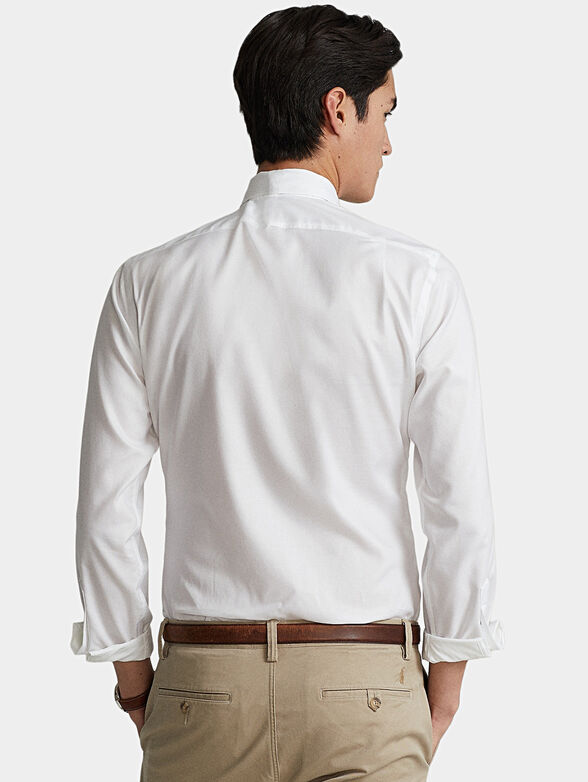 White cotton shirt with logo embroidery - 4