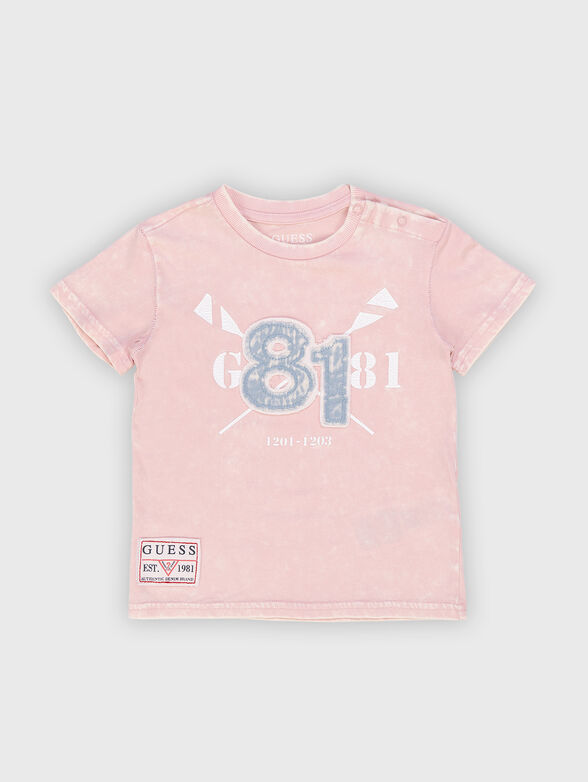 Pink T-shirt with contrasting print - 1