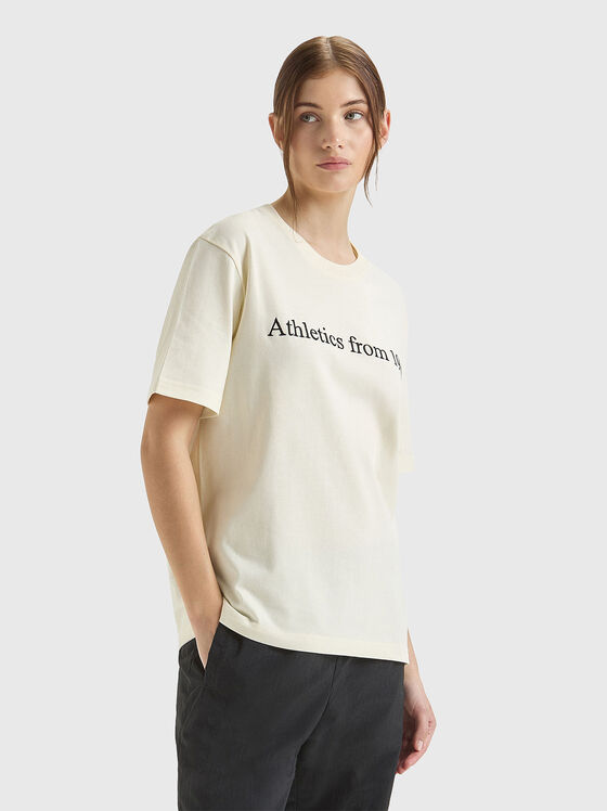 LEGACY unisex beige T-shirt with contrast inscription - 1