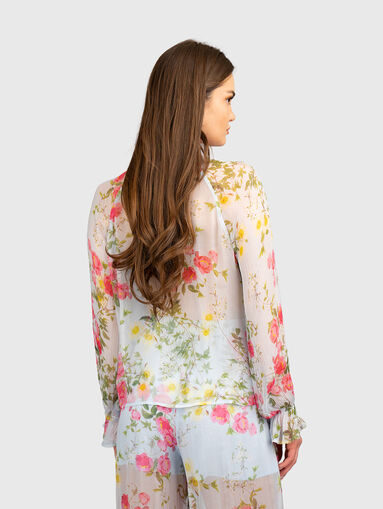 Long-sleeved blouse with floral print - 3
