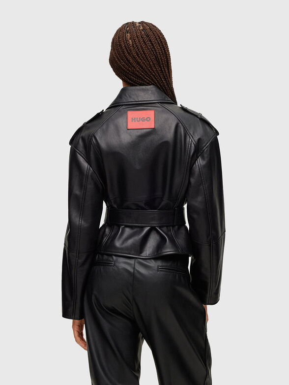 LAYA leather biker jacket with belt - 2