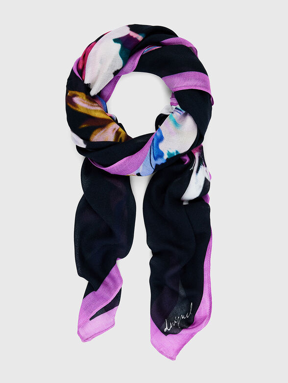 FLORAL GARDEN black long scarf - 1