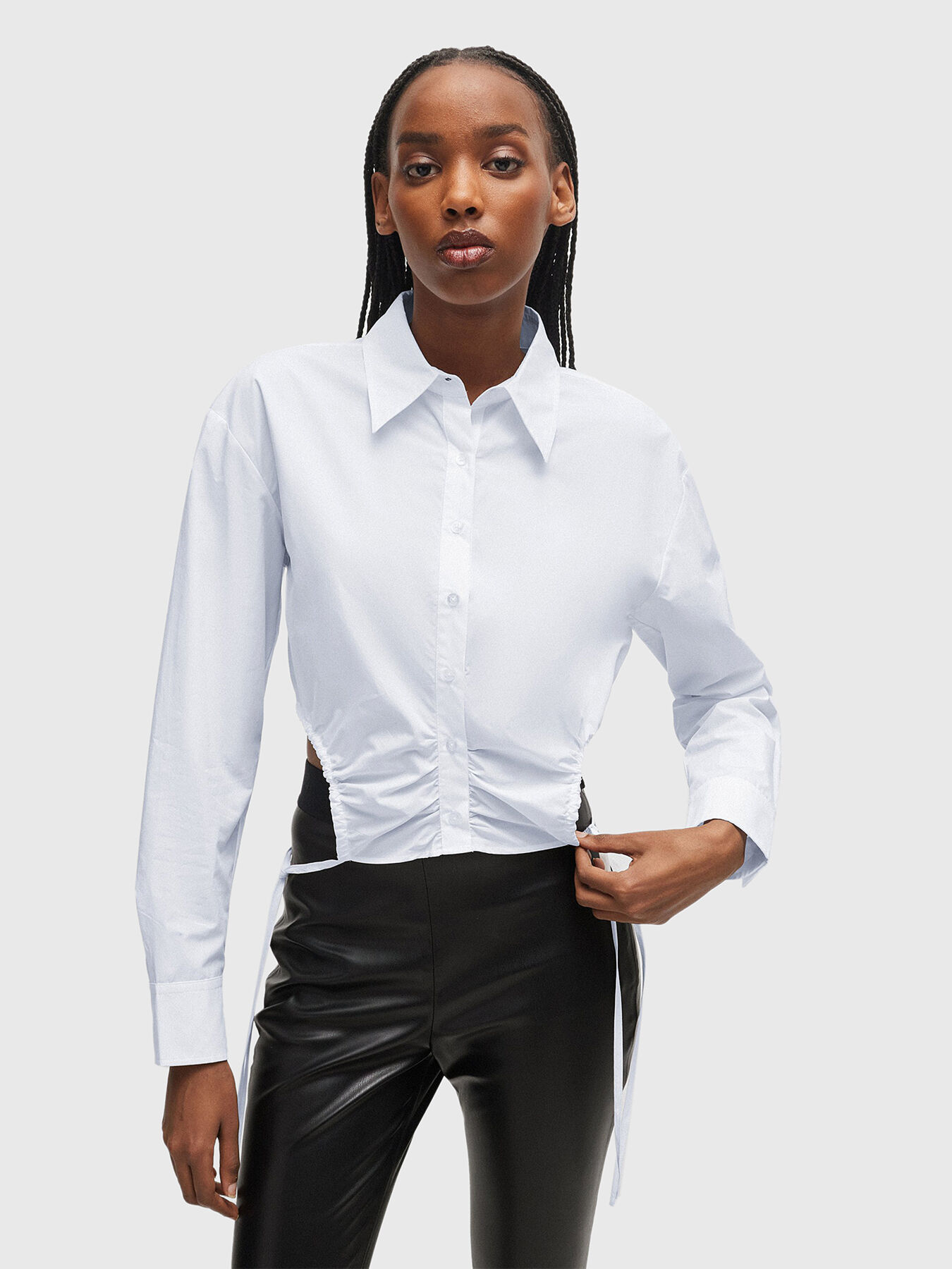 ELIESA white shirt with cut out details and ties brand HUGO Globalbrandsstore en