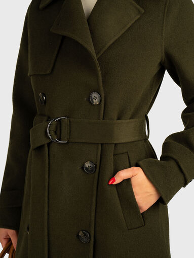 Wool coat with waist belt  - 4