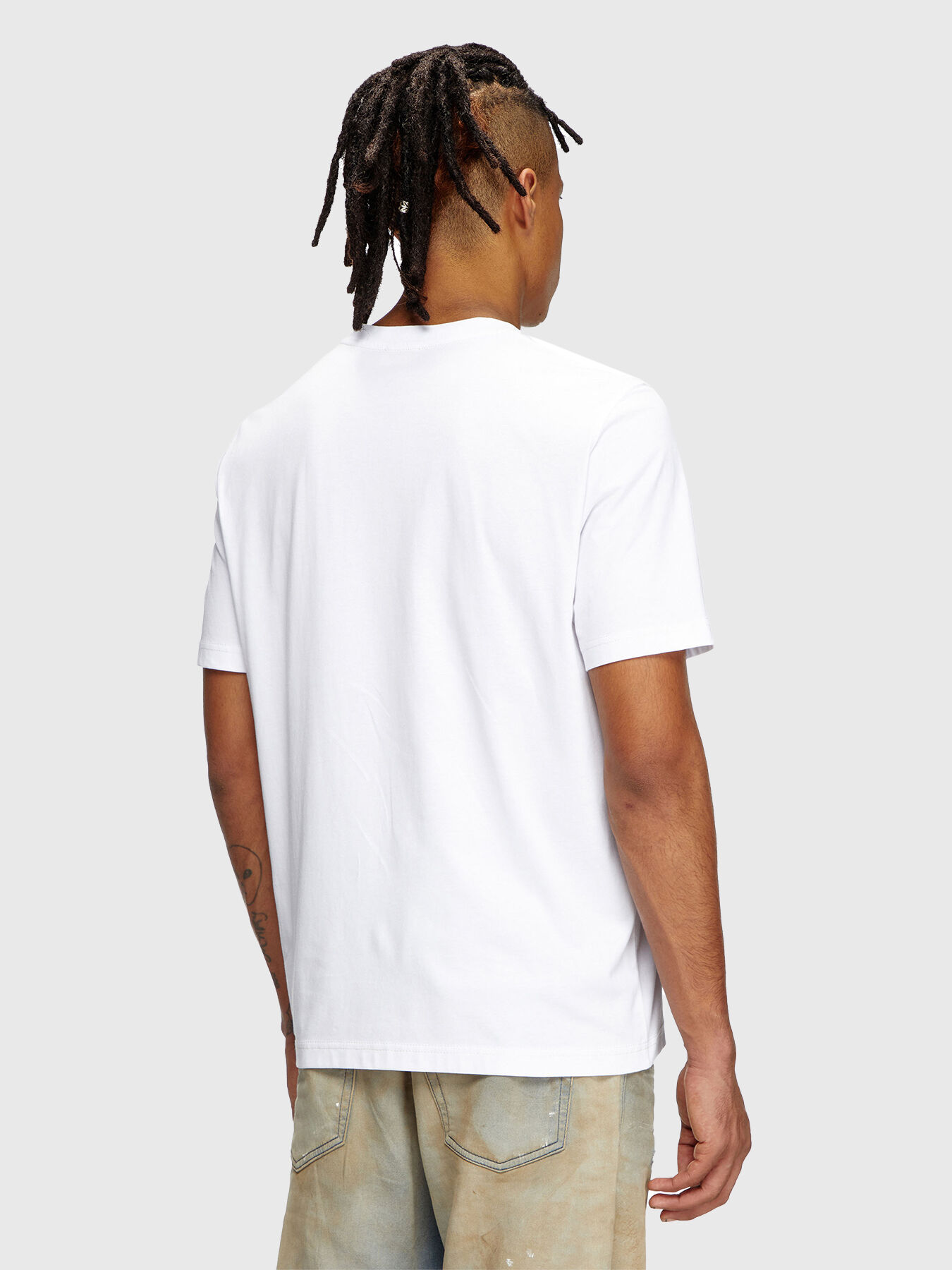 【送料&関税込】Diesel White Cotton T-adjust-r4t T-shirt T-ADJUST-R4 black T-shirt with logo print brand DIESEL