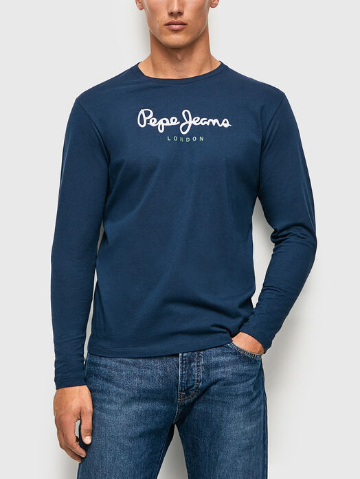 EGGO black blouse with long sleeves and logo print