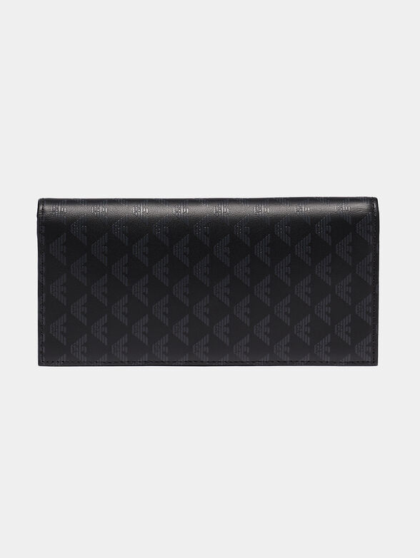 Large leather wallet with logo print - 1