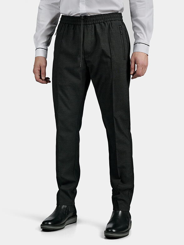Grey pants with elastic waistband - 1