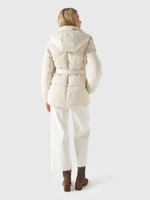 Black puffer jacket with belt - 3