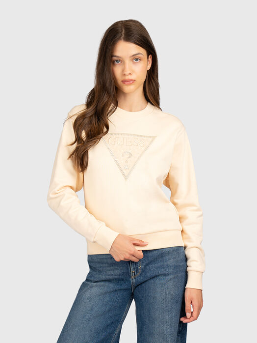 Sweatshirt with a triangular logo and rhinestones