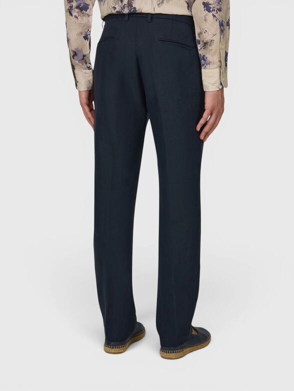 Linen navy trousers - 2