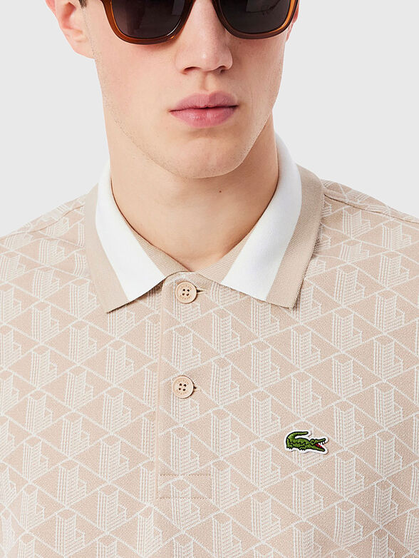 Polo shirt with accent collar in green - 4