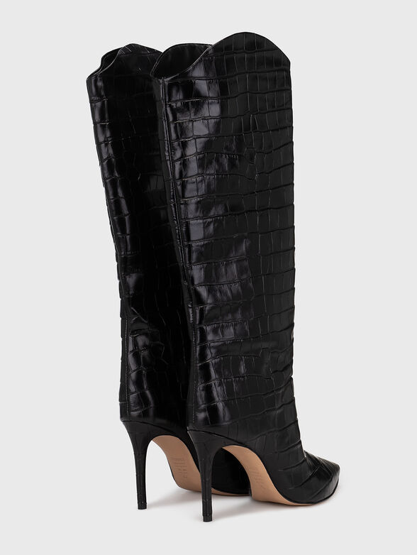 MARYANA black leather boots with croc texture - 3