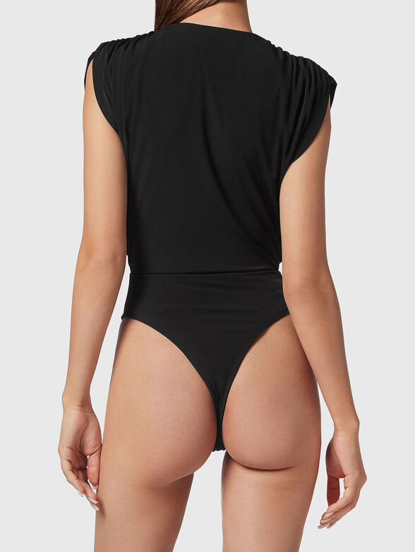Black V-neck bodysuit with logo detail - 3