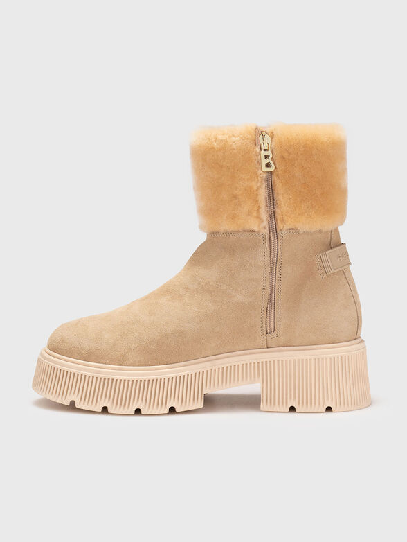 TURIN leather boots with wool detail and logo - 4