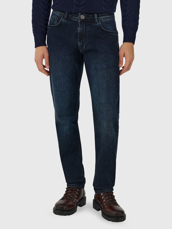 Dark blue jeans with washed effect - 1