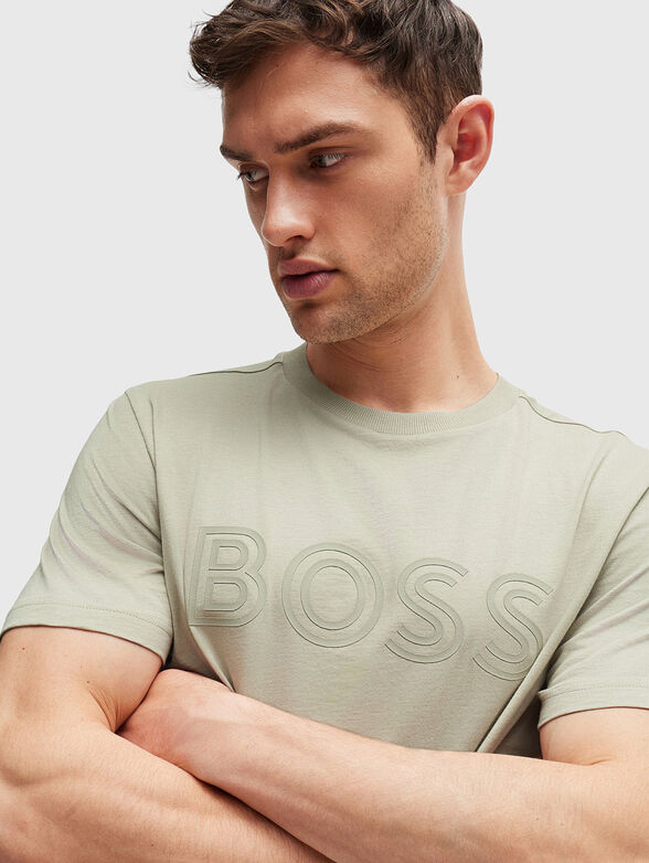 Beige T-shirt with logo print - 4