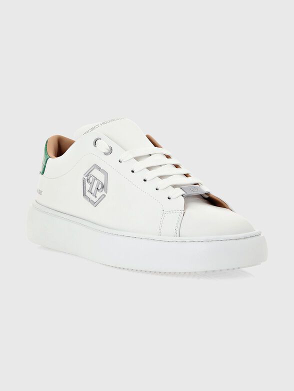 White leather sneakers with black detail - 2