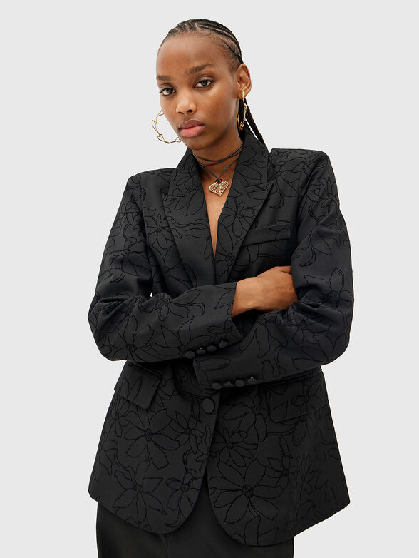 Black blazer with floral pattern - 4