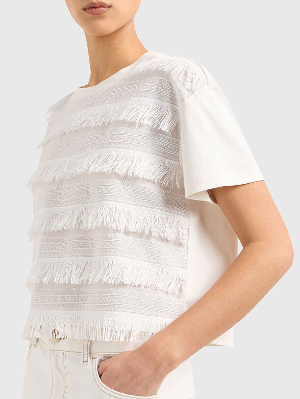 Cotton T-shirt with fringes - 4